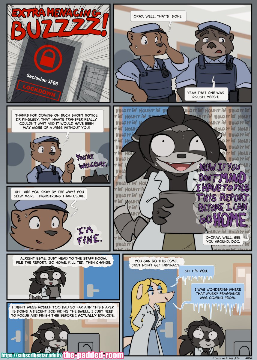 Stripes and Straps page 32
Support the comic and get access to the five next pages immediately by subscribing on my Substar or Pixiv Fanbox (and whatever other art and extras I post there) A new page is uploaded every monday!