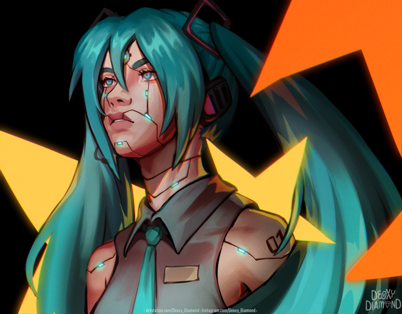初音ミク 「Cyberpunk Hatsune Miku fanart」|Deoxy 🎗のイラスト