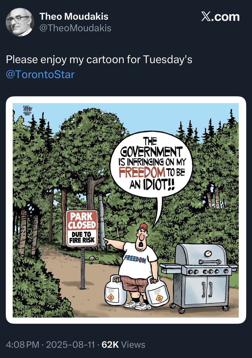 The left get everything wrong &amp; just can’t comprehend what’s actually happening. First off no one is wanting to do what is pictured here, but this is where their weak minds immediately take them. He drew similar cartoons during the freedom convoy &amp; during Covid. This guy promotes