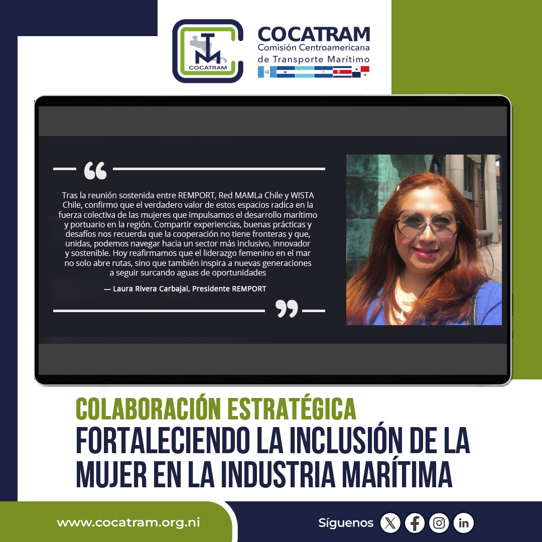 En la reunión, la Presidente de #REMPORT presentó los orígenes, misión y líneas de trabajo de la Organización para fortalecer la participación femenina en el sector marítimo de Centroamérica #MujeresREMPORT <a href="/cocatram/">COCATRAM</a>  <a href="/MarinaHonduras/">Marina Mercante HND</a>