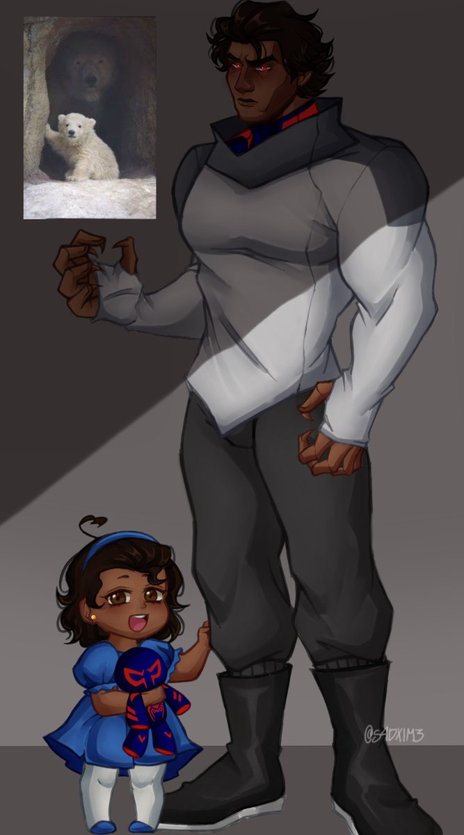 spicys4dxim3_'s tweet photo. Cuidando de su princesita 
#MiguelOHara #migueloharafanart #spiderMan2099  #AcrossTheSpiderVerse #ATSV #digitalart #fanart https://t.co/6nSp8IA3uL