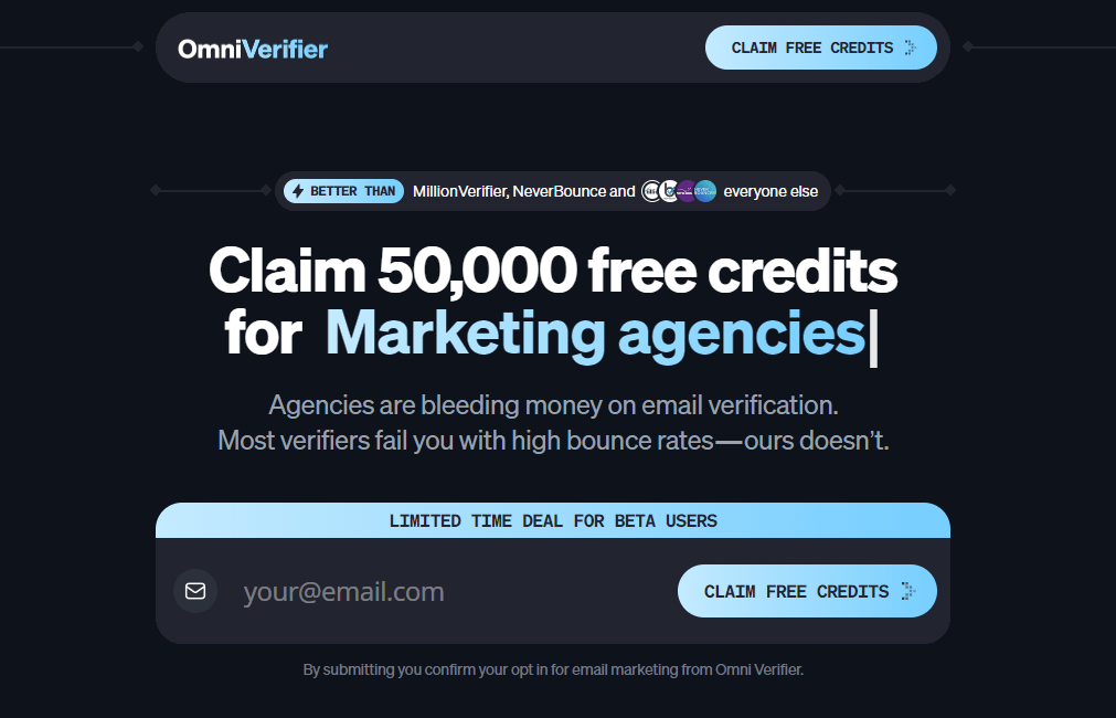 jn_jackk's tweet photo. STOP paying $389 for 1M MillionVerifier credits

OmniVerifier is cheaper.. and higher quality (plus has catchall verification)

We also clean spam traps out

This is what I use to book Fortune500 executives

Like + Reply “Credits” and I’ll give you 50,000 FREE credits https://t.co/FsFz2SlDyh