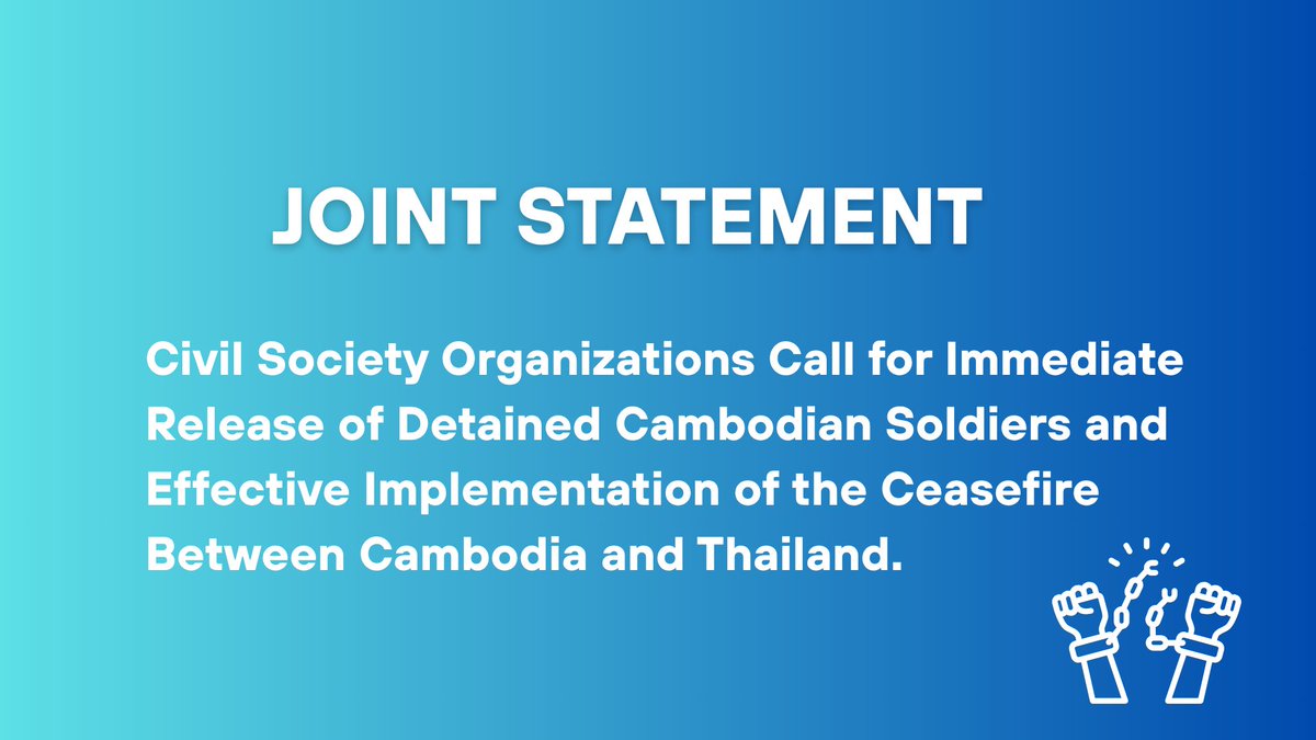 TI Cambodia and a group of civil society organizations are commending the recent agreement, ceasefire, between Cambodia and Thailand to de-escalate border hostilities. However, we are concerned about the situation of 18 Cambodian soldiers.
Joint statement: ticambodia.org/joint-statemen…