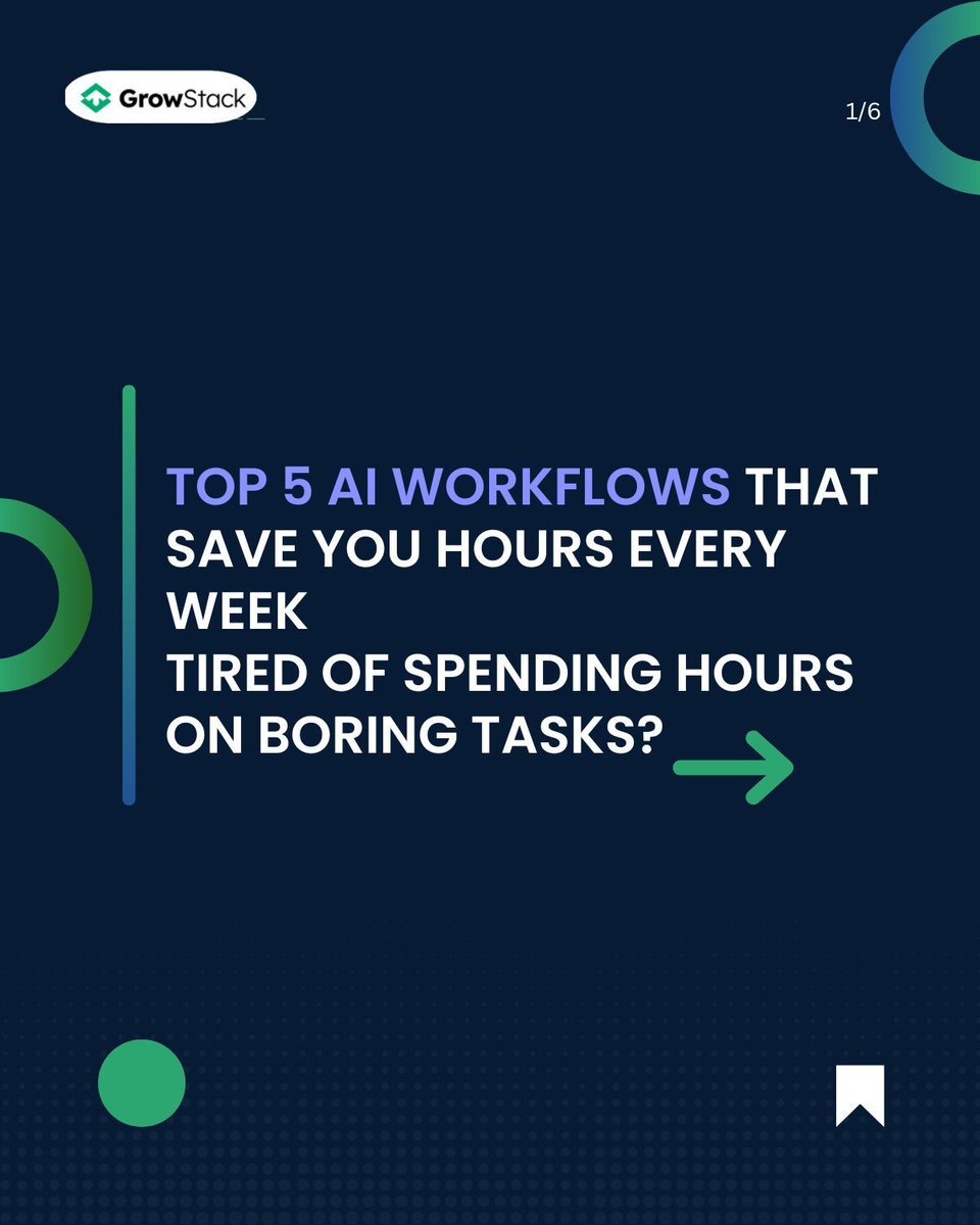Growstackai's tweet image. Some of these used to take 3-4 hours.
Now? Done in 15 minutes or less with AI.
These 5 workflows are our go-to time savers — swipe and try one out today.
growstack.ai 📩 support@growstack.ai
#AIWorkflow #TimeSavingTips #GrowWithAI #SmarterWork #ContentTools"