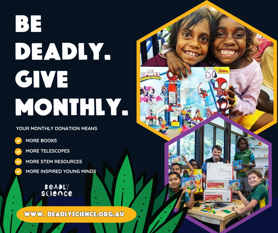 DeadlyScience's tweet image. Your monthly gift is more than a donation — it’s a commitment to First Nations futures.
It means showing up for young people who deserve every opportunity to dream big.

Become a monthly donor: fundraise.deadlyscience.org.au
#BeDeadlyGiveMonthly #DeadlyScience #STEMEquity #DeadlyFutures