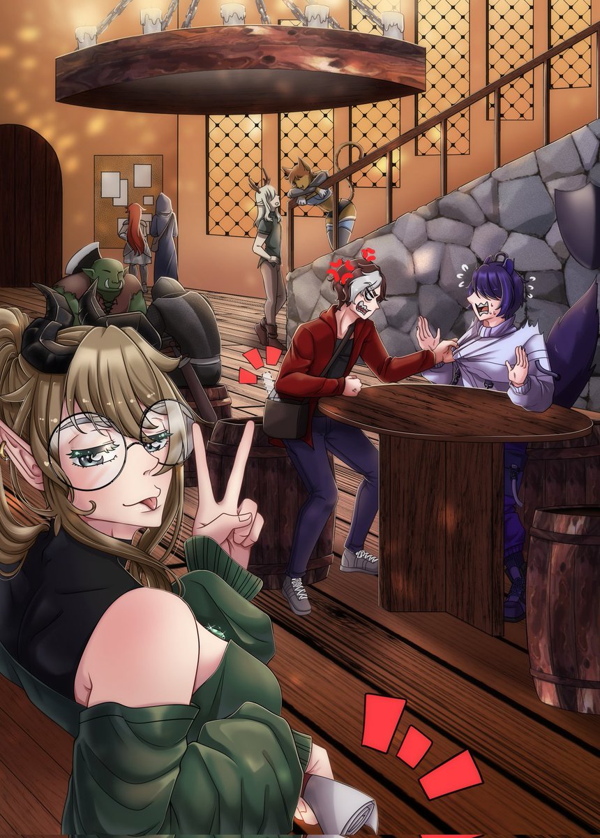 Gotta love family outings with <a href="/EliotDawnn/">EliotDawn|Vtuber|Artist 👑🌿</a> and <a href="/pack_for_omega/">omegaWOLFstar54</a> 😅

🎨 by kankan8 on YCH Commishes 
#SaulsArt #VTuberUprising