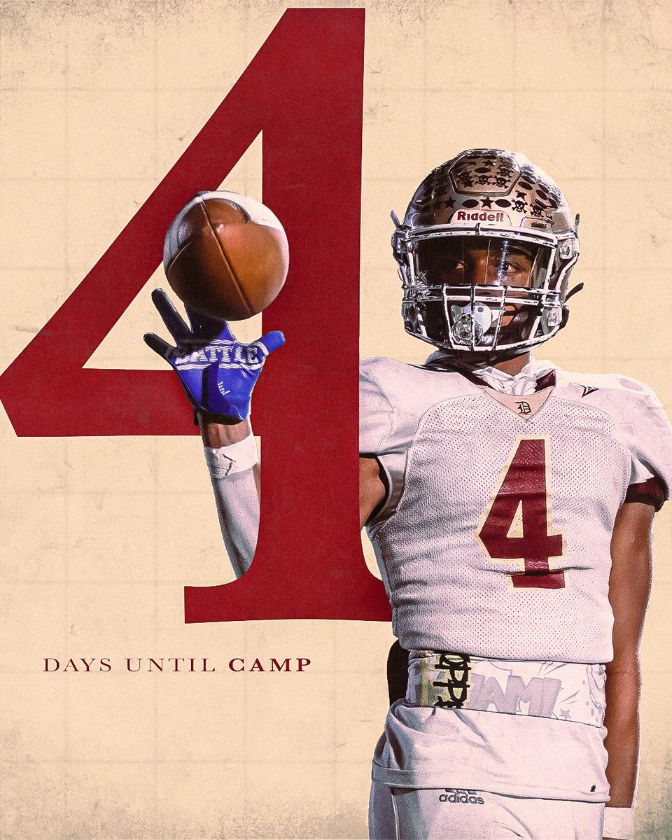 4️⃣ days until WE’RE BACK. 

See everyone soon, the Highlanders are GOING CAMPING ⛺️🏈💪🏼 

#FALLCAMP2025 

#HARDWORK #TRADITION #PRIDE 

#DHIGH☠️
