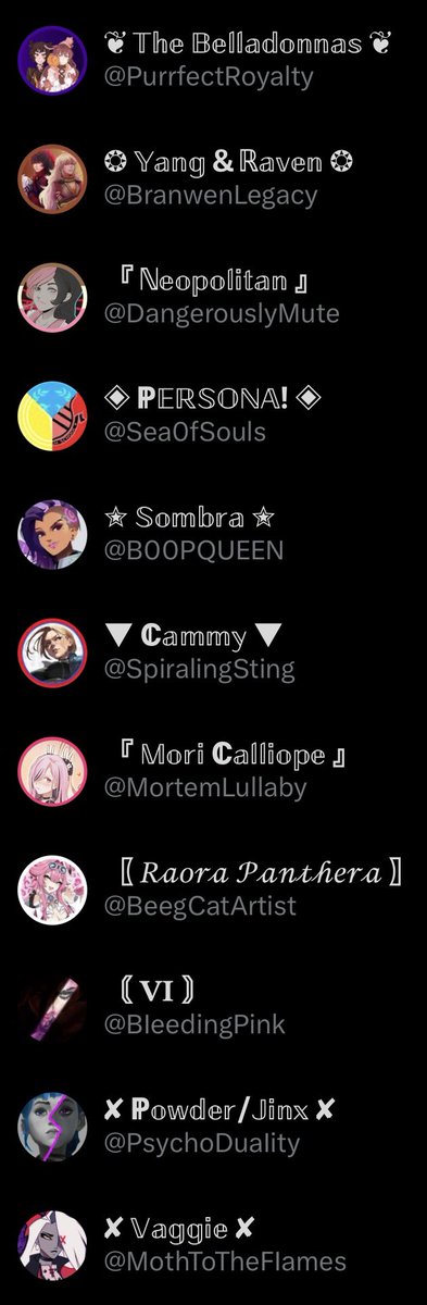 PurrfectRoyalty's tweet photo. // Okay, let’s do this one last time.

Here are all 15 of my rp accounts for those that want to find out all of the place that they can find me. 

Even if it seems like an account is inactive because I haven’t done anything on it in awhile, it’s one tag away from being active. https://t.co/3eUpJWnsEU