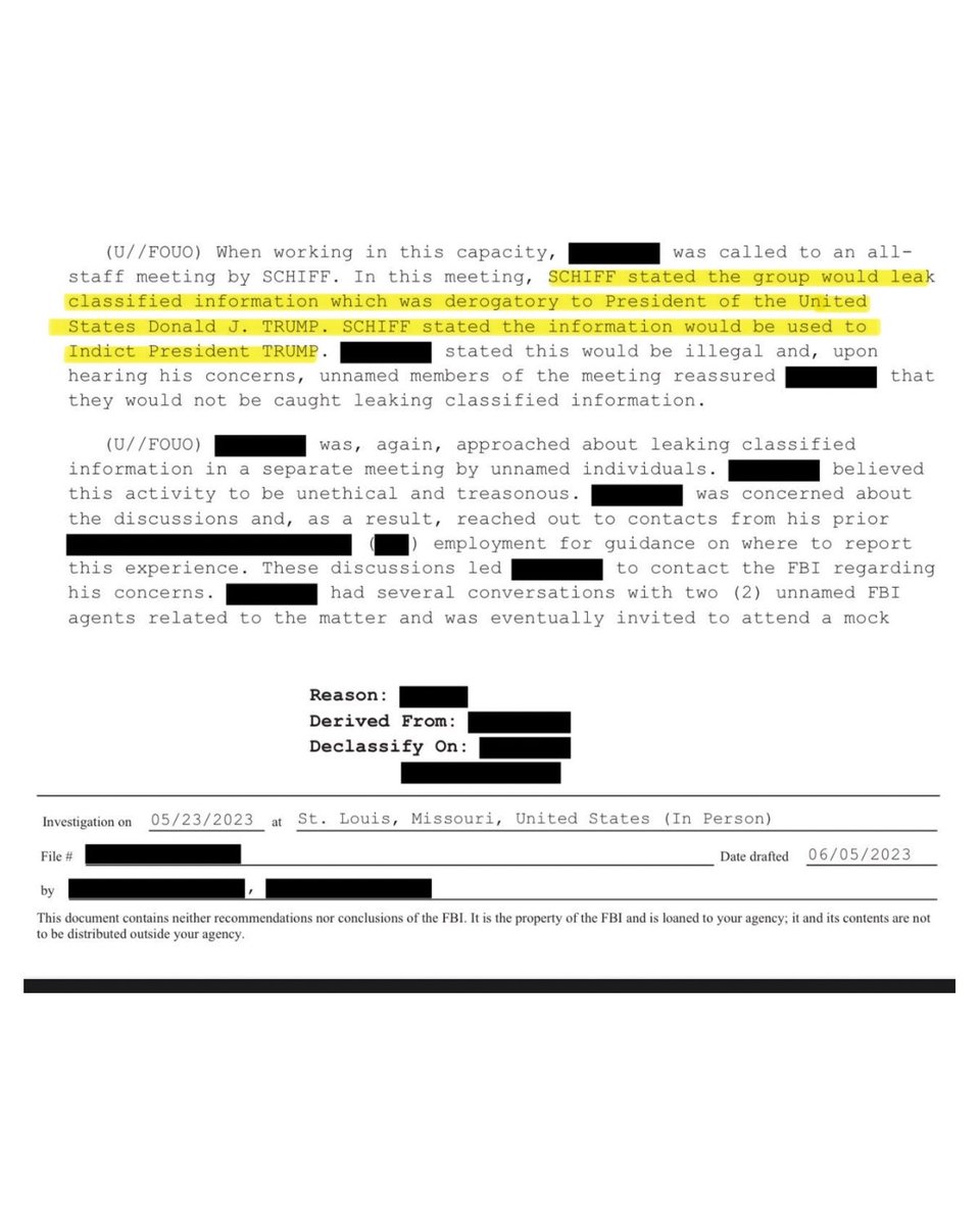 bennyjohnson's tweet photo. 🚨BREAKING: A former Democrat Intelligence Committee staffer turned whistleblower informed the FBI that Adam Schiff personally authorized leaking classified Russia information to undermine President Trump. https://t.co/4VPwwUxill
