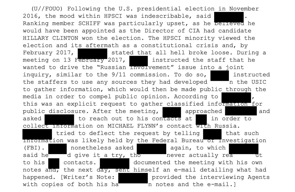 🚨SCHIFF WAS PROMISED TO BE HEAD OF THE CIA UNDER HILLARY, DROVE TRUMP-RUSSIA NARRATIVE IN RETALIATION TO HURT PRES TRUMP, GEN FLYNN
Newly-released FBI documents show Schiff tried to get information from redacted 3 letter agency "information on Michael Flynn's contact with Russia