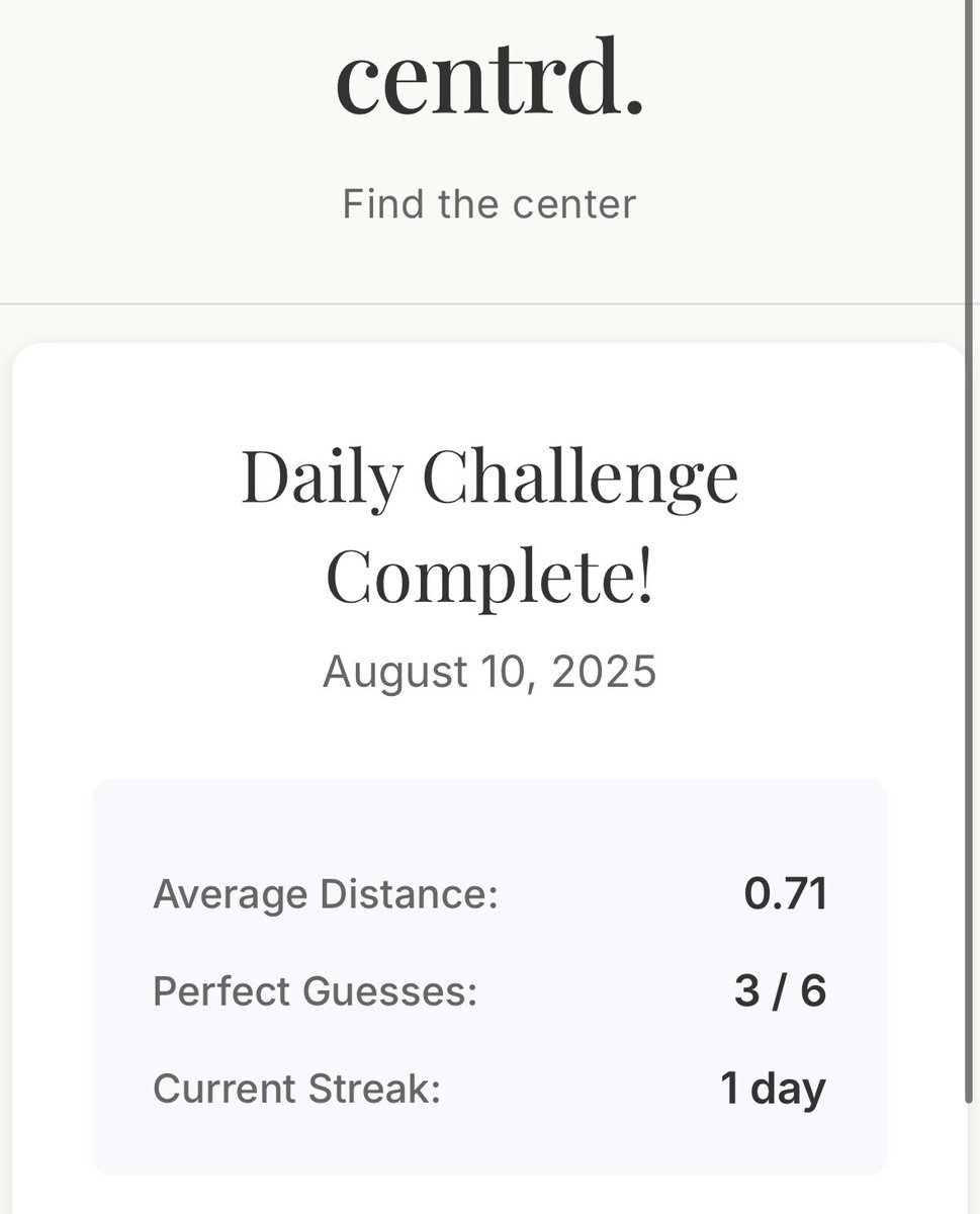duncanm5's tweet photo. Recently I built Centrd, a daily puzzle game to test your spacial reasoning. The goal is to find the center square of all the dots on a grid. Do you know where the center lies? Or does the center lie to you? Link to play in the replies or in my bio. https://t.co/S3d7JMjkXz