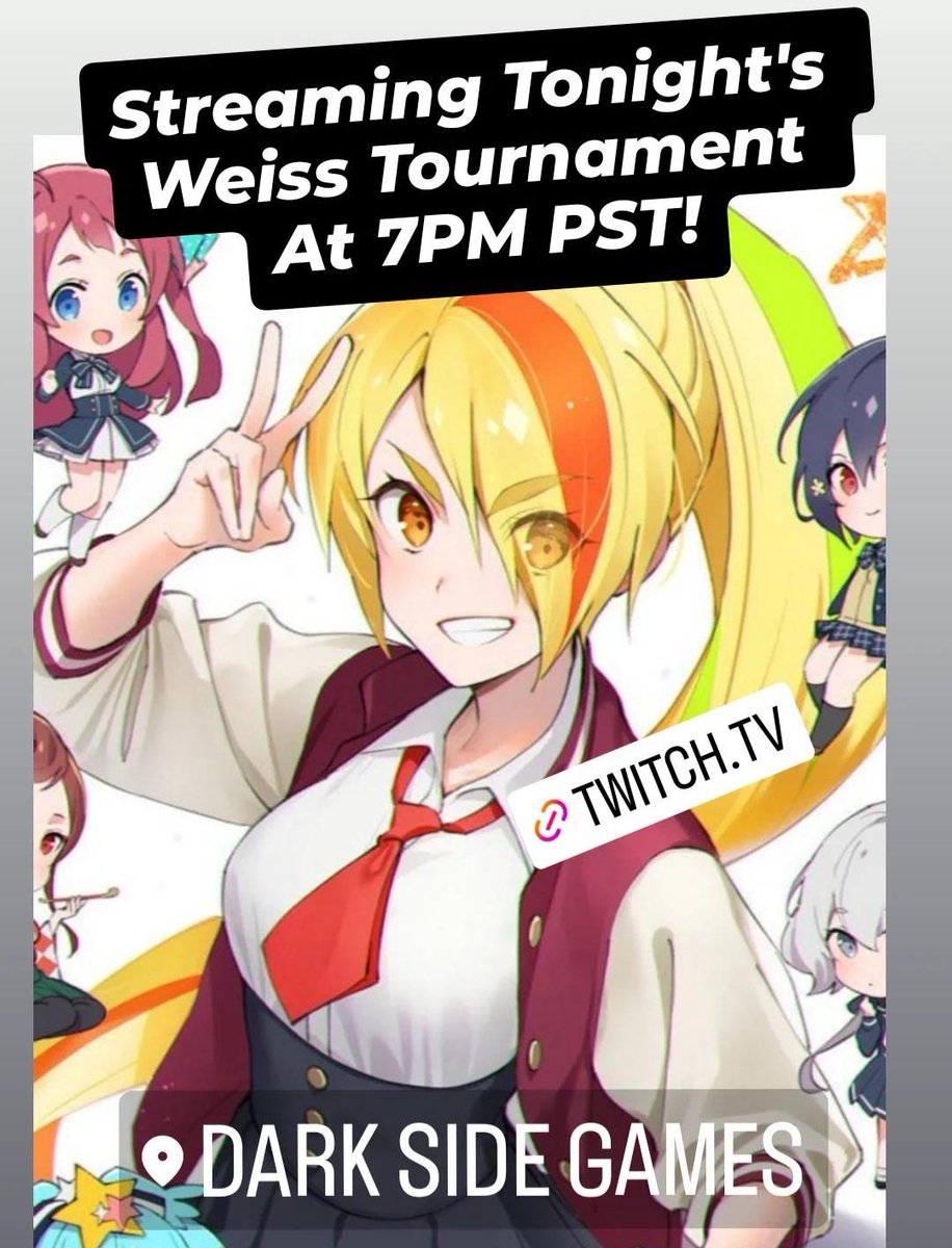 2one2ded's tweet image. Streaming Tonight's Weiss Tournament at @DarksideGamesCA in Duarte!

Tournament starts at 7pm PST!

Twitch.tv/2one2ded

#weissschwarz #weiß #anime #tournament #ws2tcg #ヴァイスシュバルツ