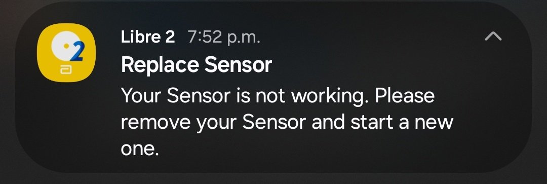 Hey <a href="/AbbottGlobal/">Abbott</a>!!!! How do I get your Libre 2 app to shut the hell up!!!??? It's CONSTANTLY giving me this message and swiping it away does nothing because it immediately comes back! The sensor isn't working because it fell off and I'm waiting for the replacement!