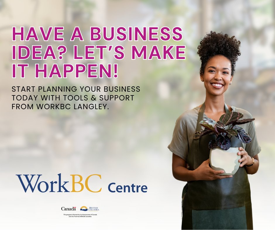 Got a great idea for a business but not sure where to start?

Start planning your business today and remember, WorkBC Langley is here to connect you with tools and supports along the way!

Resources 🔗 workbc.ca/access-employe…