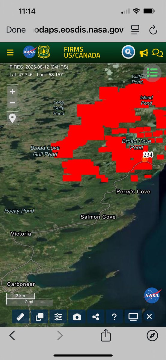 AnnetteReichel's tweet photo. Kingston Fire (#234 on map) has grown to over 5000 hectares as of today. No rain in sight.
#nlfires #nlfireupdates #nlwx https://t.co/dX5Xbk4G97