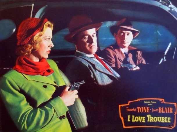 KeysSteven's tweet photo. @tcm I Love Trouble (48)

A revival of Glen's Torchy but now in adjustable flame, Secretary Bix is always ready with pen, pistol or “Joe Miller” quip (Stu: “Ever have the feeling you’re being followed? Hazel: Not NEARLY enough”) #suts
#ilovetrouble #noiralley #filmnoir #noir #tcmparty https://t.co/8bTHuZncfO