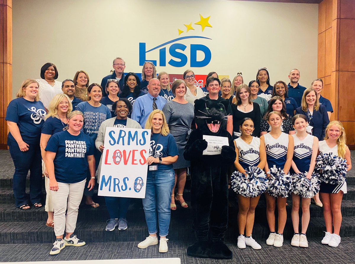 ShadowRidgeMS's tweet photo. 🐾 Our Panther family is so proud! Congrats to Ms. Oberkrieser on her recognition as principal @LewisvilleISD board meeting!
#OneLiSD #srmspantherpride https://t.co/aSYxscVveD