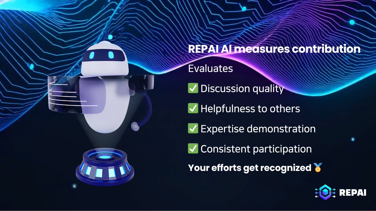 Rep_AIofficial's tweet photo. 🦉 REPPY tracks your contributions and makes sure good vibes get rewarded 🏅✨
#REPAI #REPPY #ContributionRewards https://t.co/kVZz9svsIO