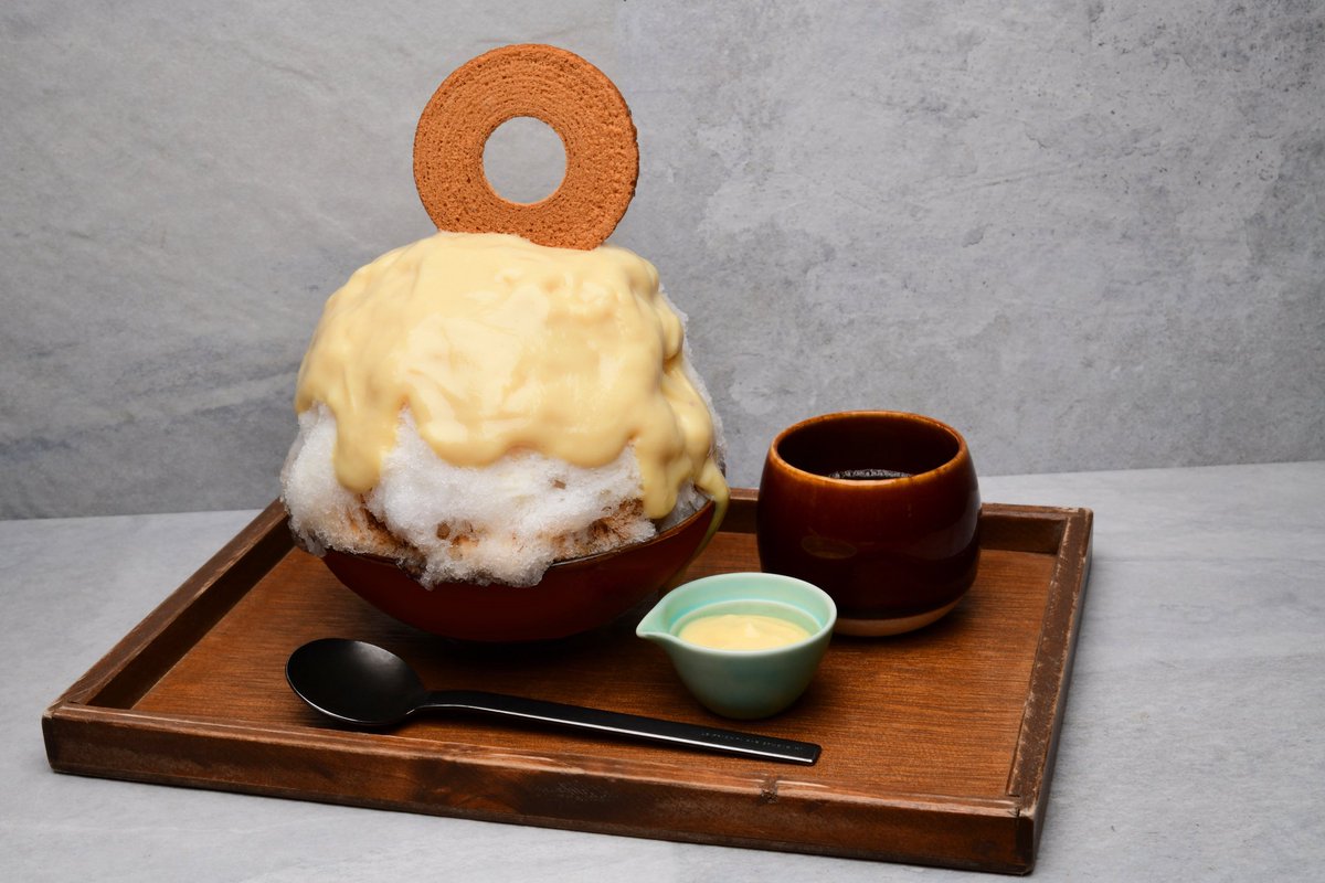 sennengion's tweet photo. こちらも人気のかき氷🍧
干し芋&amp;アイスティー😊 https://t.co/4JhwIUbq6B