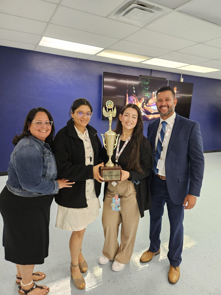 7011patriots's tweet photo. #PatriotNation Join us in congratulating our very first MVP for the 25-26 school year. This month our Administration decided to honor our PLST team, Ms. Santana, Ms. Garcia and Mrs. Gonzalez. We appreciate all your hard work and dedication to Patriot Nation. Congrats! ❤️🤍💙 https://t.co/13ZZLD9zLM
