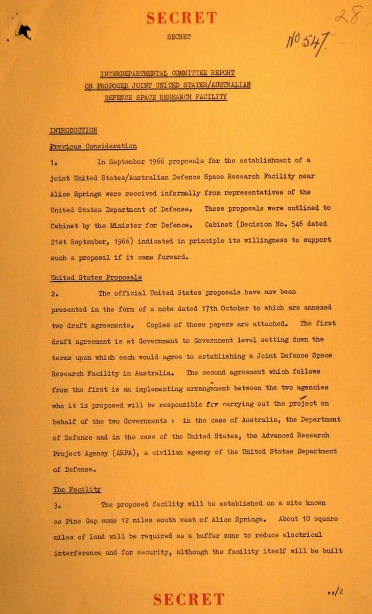tploft2008's tweet photo. Looking back to 1996, and some of the history surrounding an agreement for a "Joint space research facility" near Alice Springs... now known as Pine Gap (#JDFPG).
Built by United States on Australian soil, with agreement from the-then Australian Government. https://t.co/ljdrIKste2