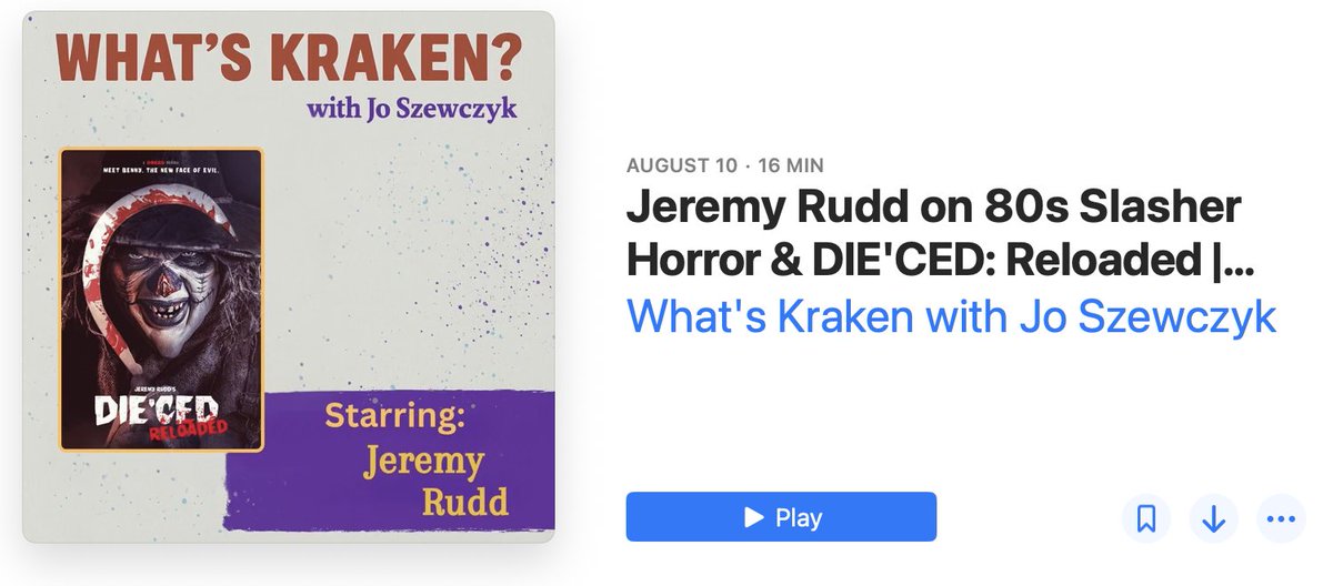 Listen to Jeremy Rudd dive into the making of Die’ced: Reloaded. From viral short to cult-worthy feature, the scarecrow killer design, practical effects, and why sequels are on the table. Horror fans you’re in for a bloody treat. 

podcasts.apple.com/us/podcast/jer…