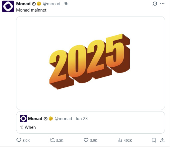 PeiPei (@peipei_baseeee) on Twitter photo 2 + 0 + 2 + 5 = 9
Monad Mainnet in September, <a href="/CoinMarketCap/">CoinMarketCap</a> was right
Still no $MON in your wallet?
Don’t cry when the wave hits.
🌊 Bridge now before it’s too late -> Faucet.Exchange 2 + 0 + 2 + 5 = 9
Monad Mainnet in September, <a href="/CoinMarketCap/">CoinMarketCap</a> was right
Still no $MON in your wallet?
Don’t cry when the wave hits.
🌊 Bridge now before it’s too late -> Faucet.Exchange