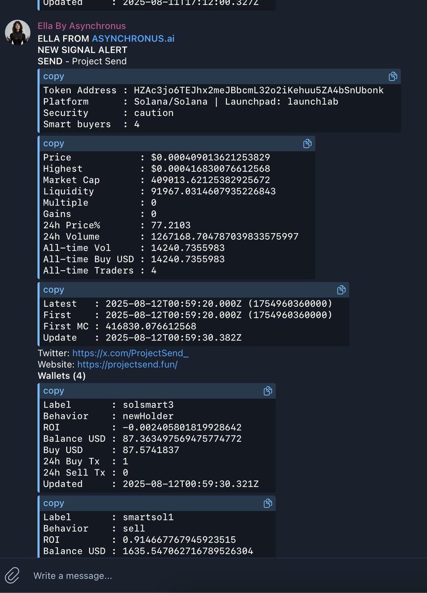 async_viktor's tweet image. Ella @Asynchronus_ai did it again!
She spotted this gem at just $400K market cap
Now? It’s sitting at $1.7M
Early signals. Big moves.
That’s what happens when you’ve got Ella on your side.