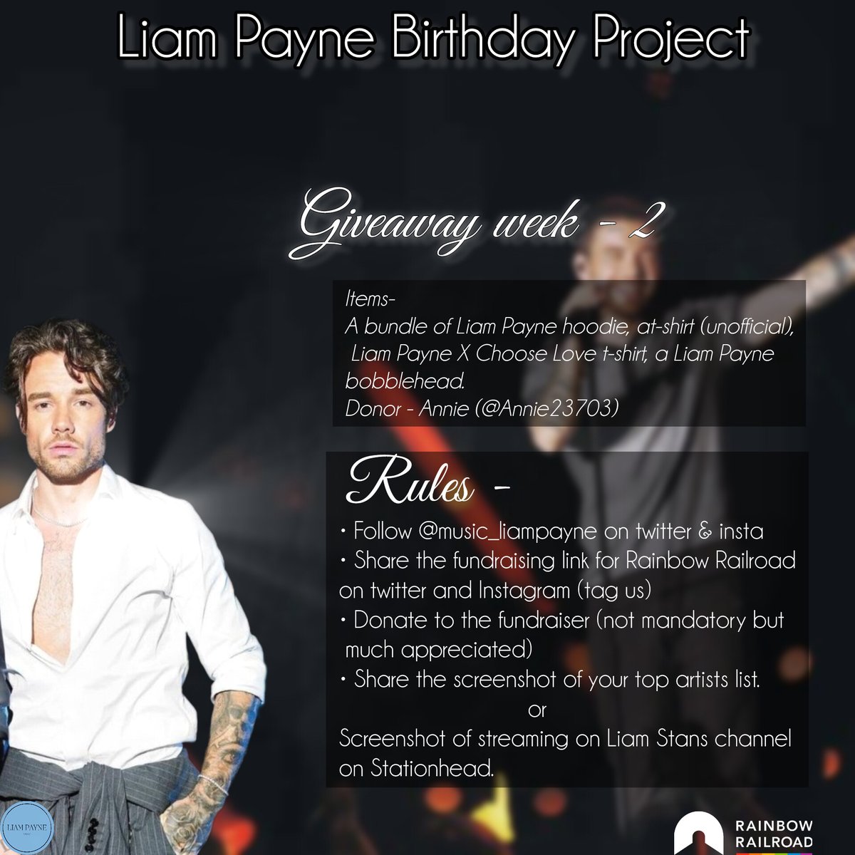 music_liampayne's tweet image. ✨#GiveawayWeek2 ✨
Hey Liam Stans,
A new goal &amp;amp; a new giveaway.
As a part of this celebration we're giving away a bundle of official and unofficial Liam merch sponsored by @Annie23703 🫶🏻
Result on - 20/08/25

P.s- Donating for the fundraiser would count as an extra entry.