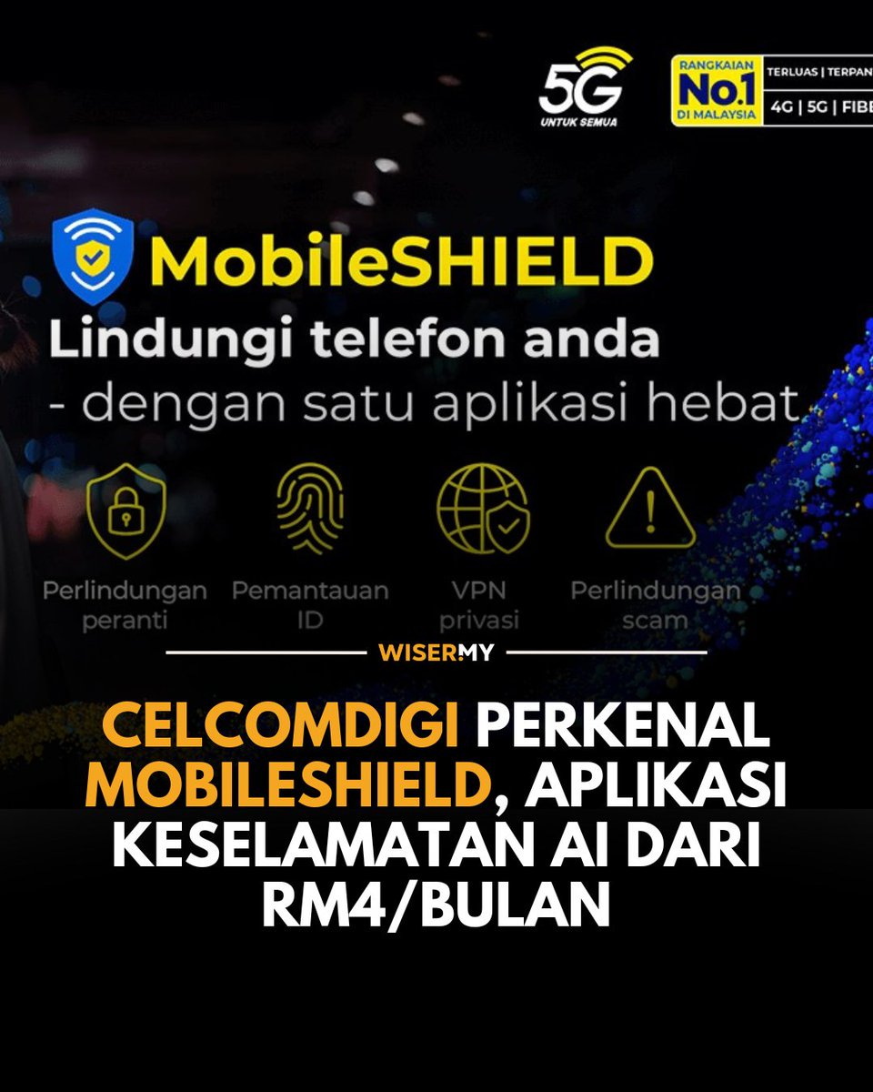 CelcomDigi telah melancarkan MobileSHIELD, sebuah aplikasi keselamatan mudah alih berkuasa AI yang dibangunkan bersama pakar keselamatan global, F-Secure.

Perkhidmatan ini boleh dilanggan secara bulanan atau dengan kontrak 12 bulan untuk lebih jimat.