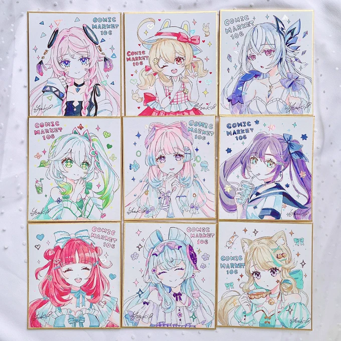 コミケに持ってく色紙です🎨

ペン+アクリル絵の具+ホロ銀箔
#c106 