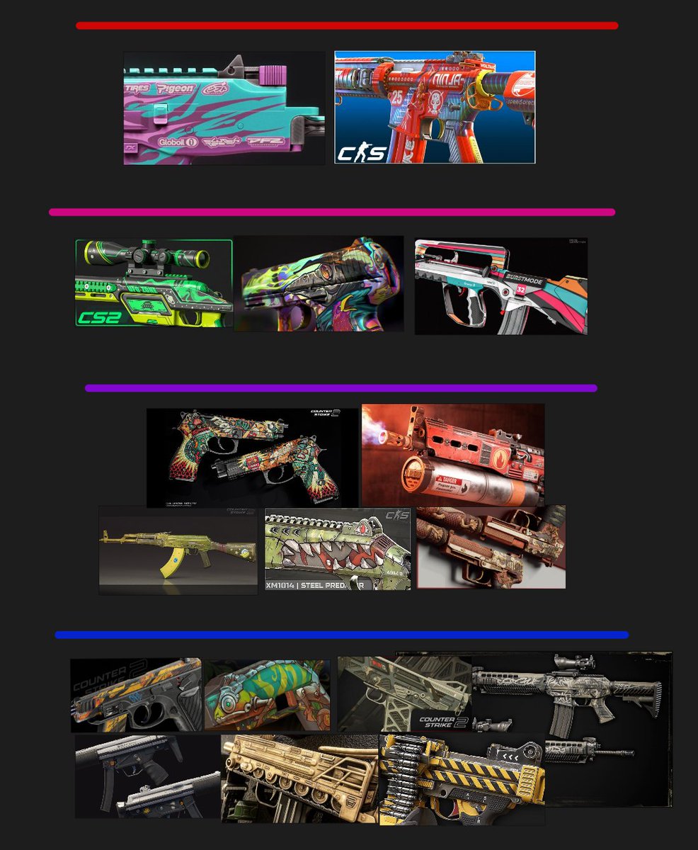 My selection of skins for the next case. I didn’t write the names because I’m too lazy.🥱
