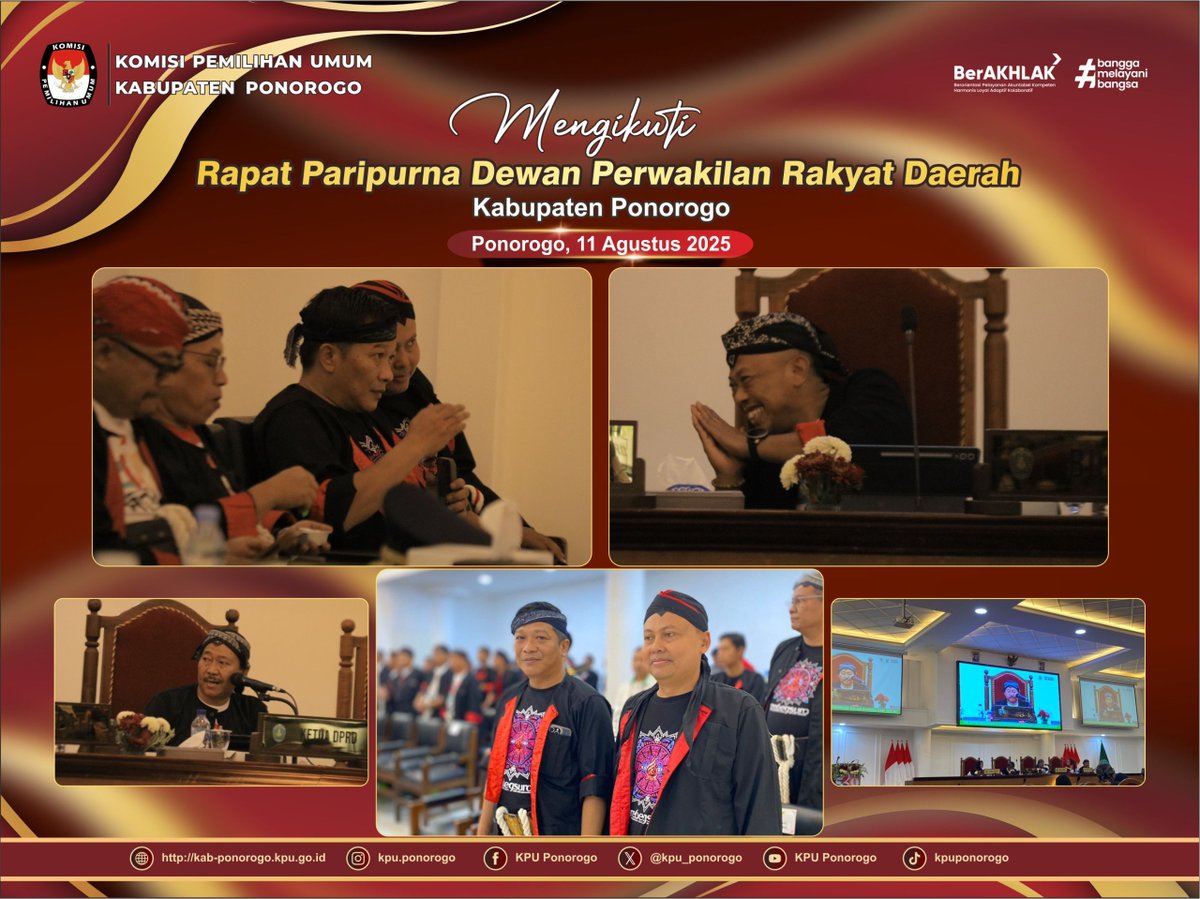#TemanPemilih, KPU Kabupaten Ponorogo Ikut Hadir Dalam Sidang Paripurna DPRD Kabupaten Ponorogo, dalam kesempatan ini hadir Ketua Kpu Kabupaten Ponorogo, R.Gaguk Ika Prayitna, Rapat Paripurna dengan agenda istimewa di ruang Paripurna lantai 3 Gedung DPRD Ponorogo.