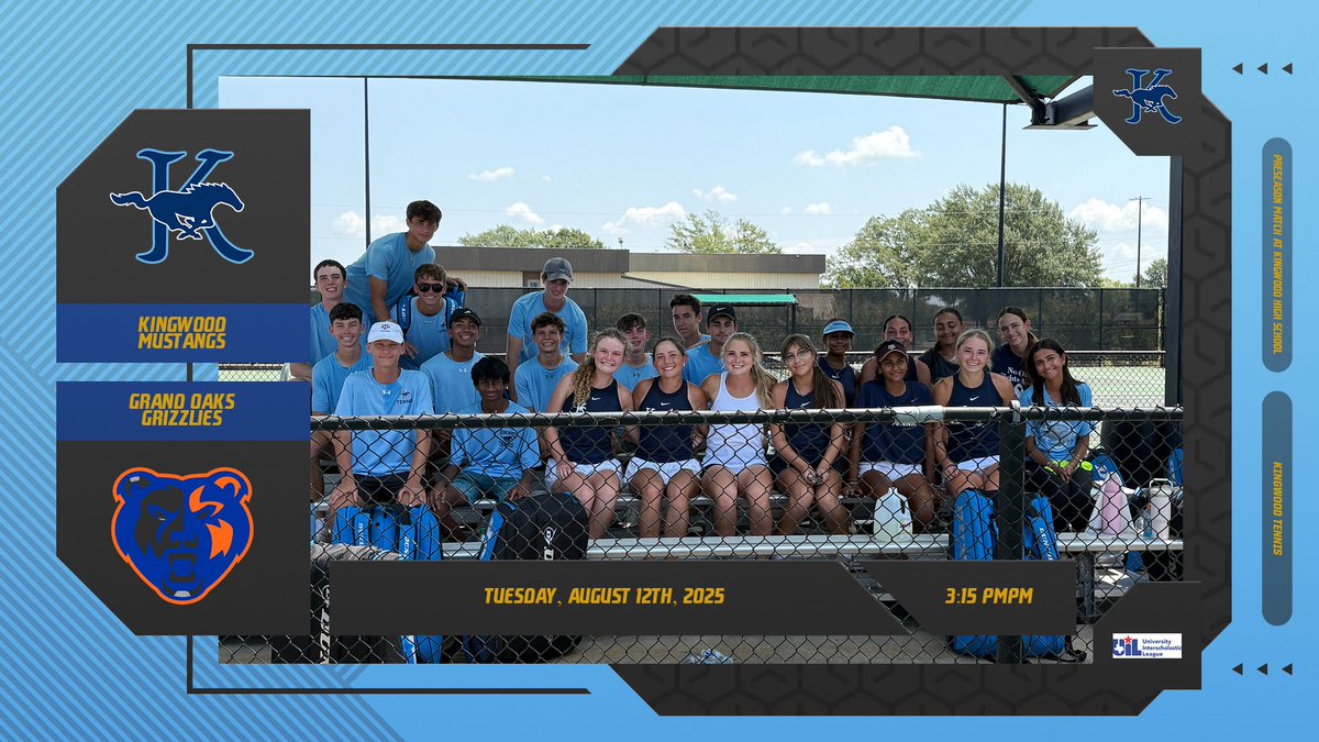 The Varsity Mustangs host the Grizzlies of Grand Oaks on Tuesday, August 12th, 2025 at 3:15 pm on our courts!