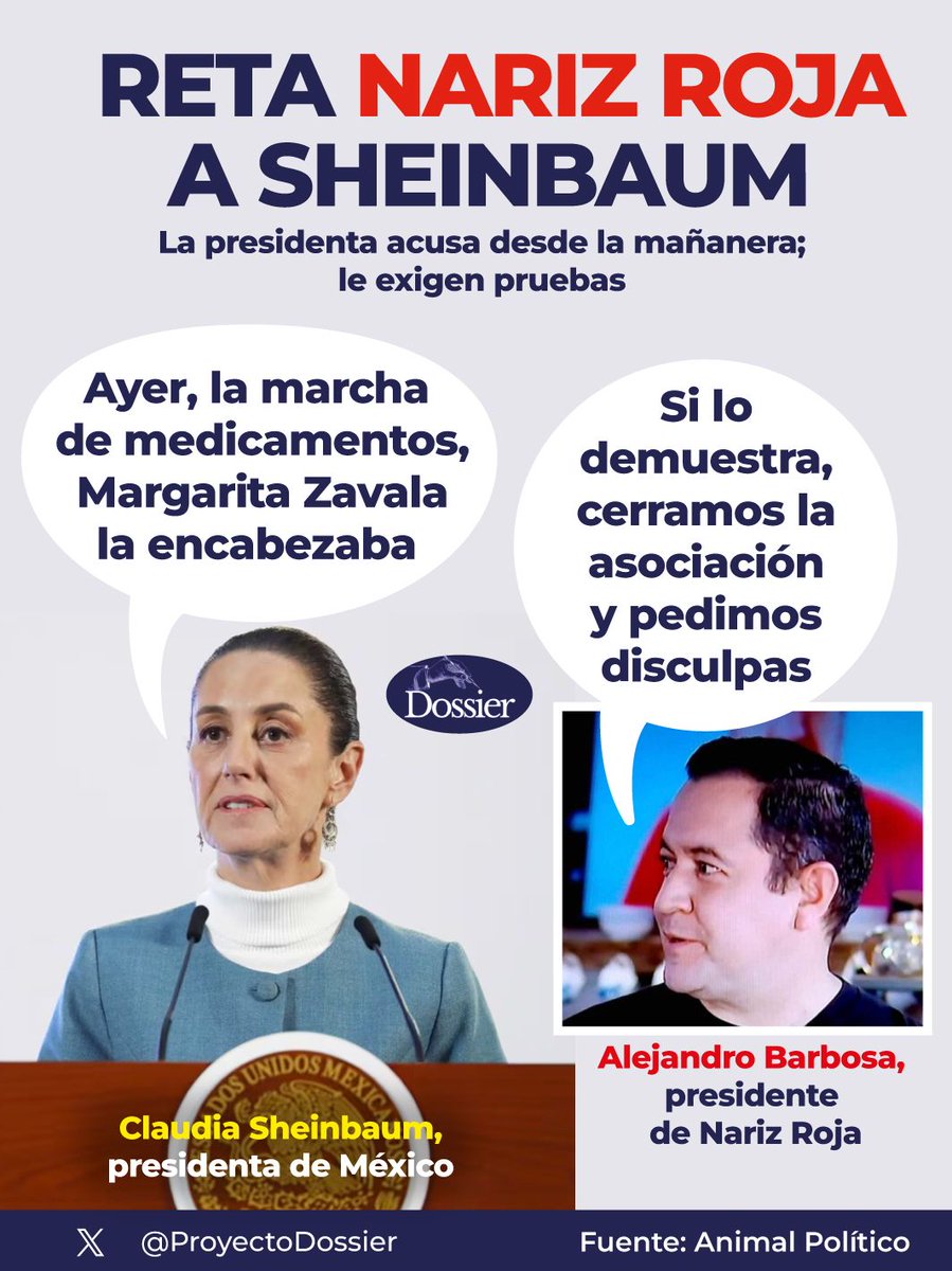 Dossier22 (@proyectodossier) on Twitter photo A ver si como ronca, duerme.
Luego de que pacientes con cáncer, familiares y ciudadanos marcharon para exigir abasto de medicamentos, Sheinbaum lo descalificó al considerar que estuvo liderado por la panista Margarita Zavala. 🤦♀️
En respuesta, <a href="/NARIZROJAAC/">NARIZ ROJA AC</a> le planteó un reto. 👇 A ver si como ronca, duerme.
Luego de que pacientes con cáncer, familiares y ciudadanos marcharon para exigir abasto de medicamentos, Sheinbaum lo descalificó al considerar que estuvo liderado por la panista Margarita Zavala. 🤦♀️
En respuesta, <a href="/NARIZROJAAC/">NARIZ ROJA AC</a> le planteó un reto. 👇