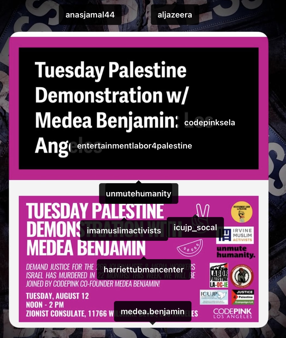Update:  Second  location  and  time of  day  Tomorrow  in  LA! 

Update.  Added:  San  Francisco  and  Chicago  

🚨Since last night, Sunday,  August  10, 2025, terrorist supporters have organized hate rallies in LA, Orange County, Dallas, Montreal NYC, Houston, three in