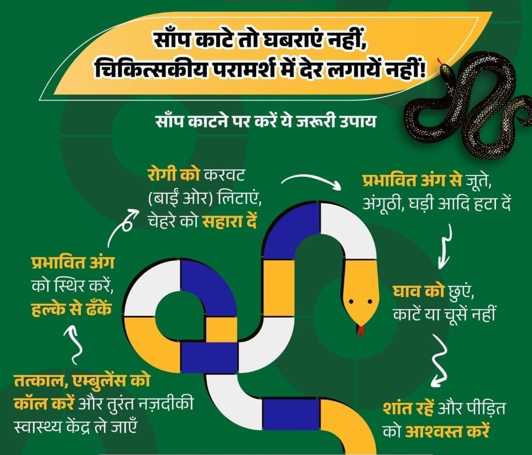 JansamparkK's tweet photo. साँप काटे पर घबराएं नहीं, सही समय पर उपचार ही जीवन बचा सकता है। इन उपायों को अपनाएं और तुरंत चिकित्सकीय सहायता लें। 🚑🐍

#SnakeBiteAwareness #EmergencyCare #katni
#कटनी #StayCalmActFast #HealthFirst #SnakeBiteTreatment https://t.co/CL4IKJNNhi