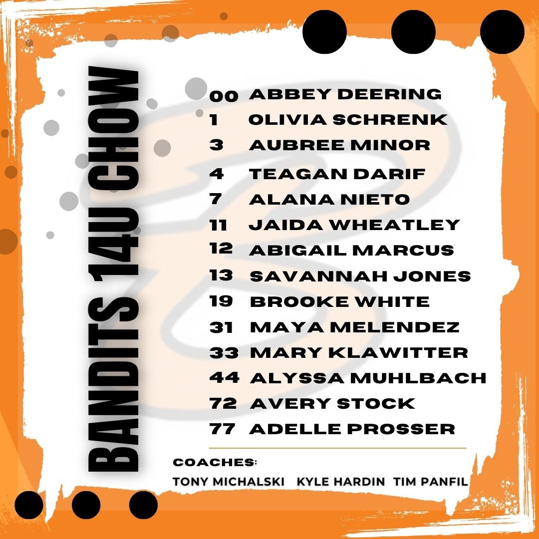 Bandits 14U Chow is locked in for the 2025-2026 season. A great roster — can’t wait to see what they do.