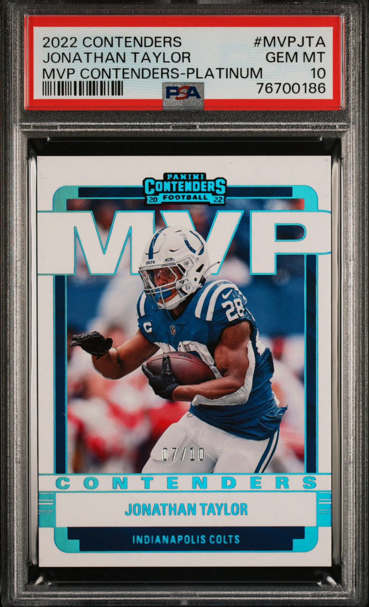 Any Colts fans or Jonathan Taylor PC’ers have any interest in this? Picked it up in a trade, haven’t been able to nail down value but I’m down to listen if it piques anyone’s interest! 

Platinum /10. Pop 1