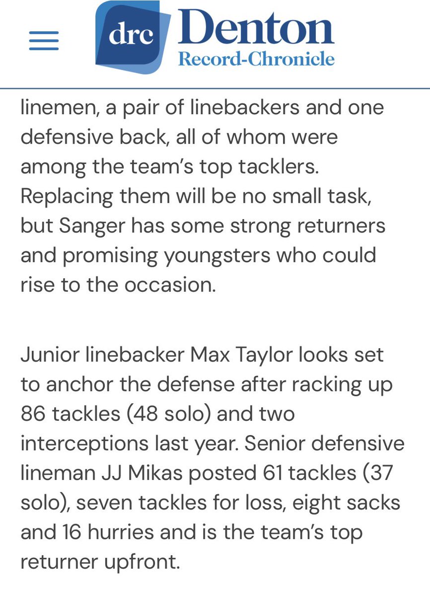 Big year ahead! <a href="/CoachChadRogers/">Chad Rogers</a> <a href="/SangerFB/">Sanger Indian Football</a> <a href="/JohnFields0/">John Fields</a> <a href="/DenCoGridiron/">DenCo Gridiron</a> <a href="/TXTopTalent/">TX TOP TALENT</a> <a href="/PrepRedzoneTX/">Prep Redzone Texas</a> <a href="/SangerSports/">Sanger Sports Corner</a>