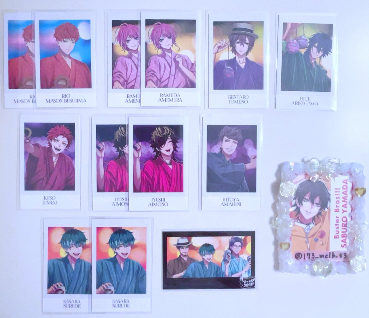 【交換】ヒプマイ 8th Anniversary チェキ風カード

譲: 理鶯2、乱数2、幻太郎、帝統、空却、十四2、獄、⭐︎簓2、オオサカ

⭐︎は無印纏めて優先
　
求: 三郎

郵送または新宿池袋お手渡し希望。
お気軽にお声かけいただけると嬉しいです✧
よろしくお願いいたします🌻