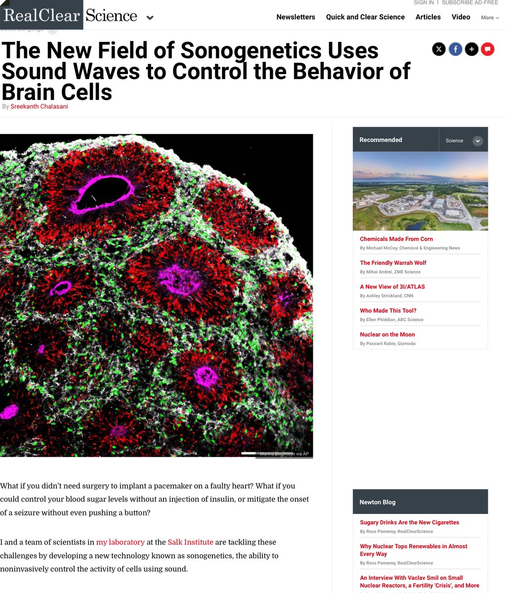 ItsAllATheatre's tweet image. Sonogenetics. Introduce a SOUND-SENSITIVE PROTEIN into a cell to control it. In the name of ‘therapy’ can change a cell & alter brain behaviour. #Behaviourtherapy, WITHOUT invasive brain surgery or #brainimplant. #BehaviorModification Used for good or evil? #HackableHumans?