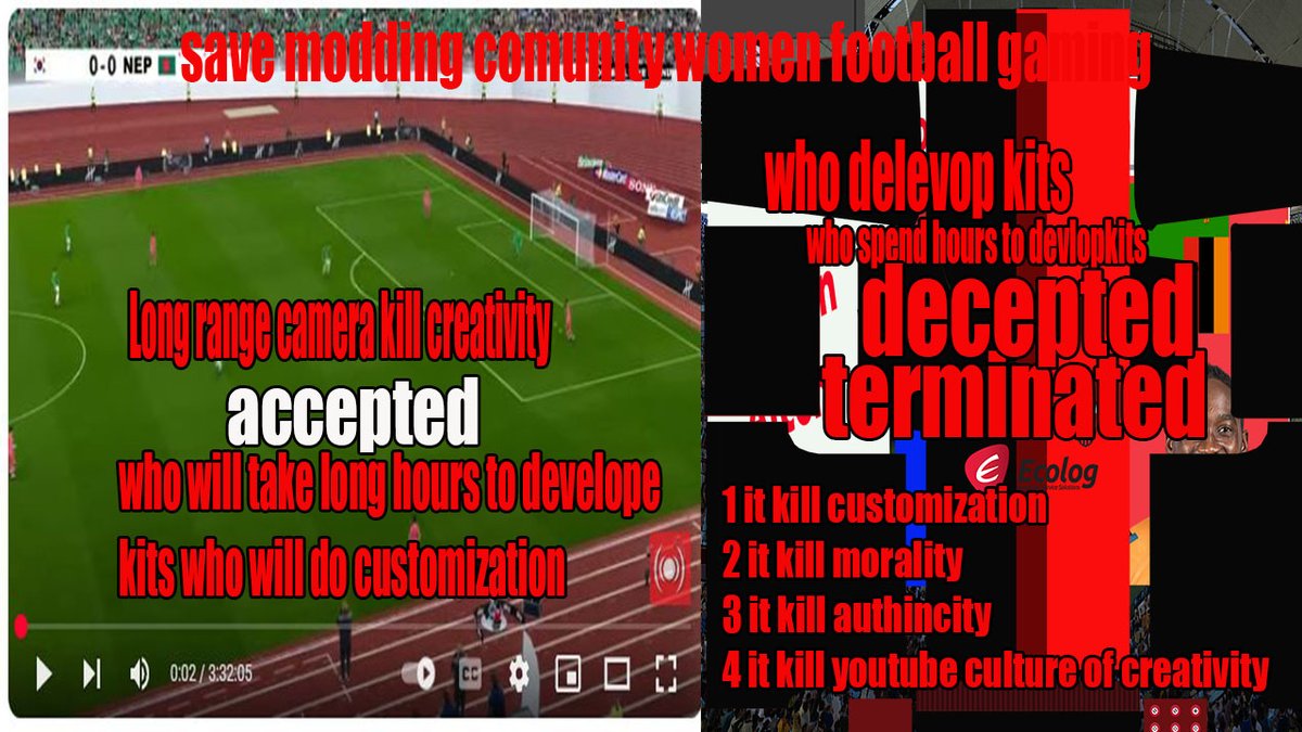 inderpal2928's tweet photo. 🎮 Save Women’s Football Modding!
📺 Long-range match camera = accepted ✅
🎨 Custom kits &amp; hours of creative work = terminated ❌
This destroys:
1️⃣ Customization
2️⃣ Morality
3️⃣ Authenticity
4️⃣ YouTube’s creative culture
@TeamYouTube
#SaveModdingCommunity #WomensFootballGaming https://t.co/87ixHMKLSM
