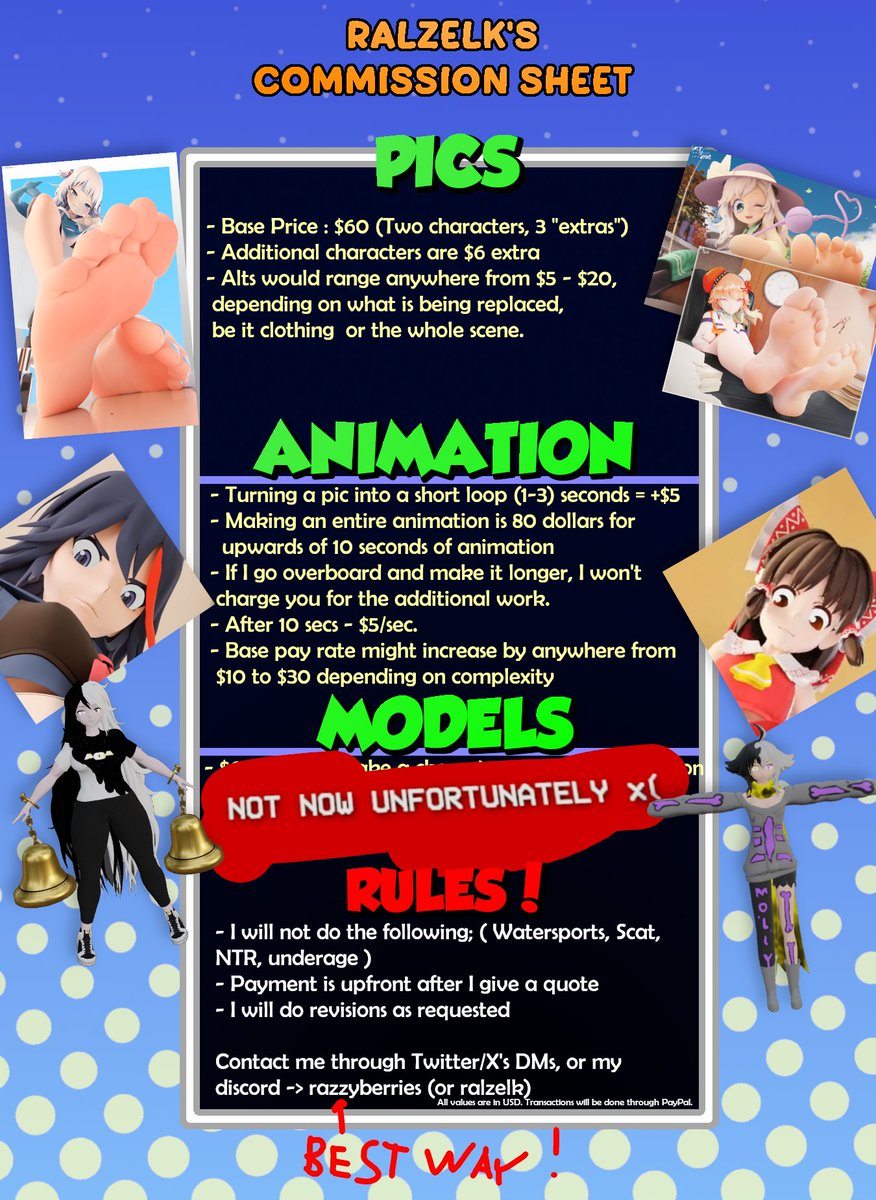 Hey all, I am in a little bit of trouble in terms of rent, basically, gotta come up with $300-$500 dollars. 
also opening up comms again. 

ko-fi.com/razzyralzelk