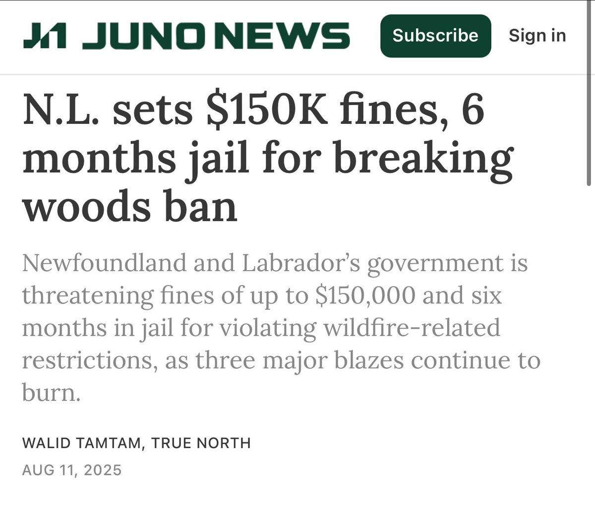 Violate a wildfire restriction: $150,000 and six months in jail.

Rob a the liquor store, drive on the opposite side of the highway &amp; KILL A FAMILY OF FOUR: 5.5 months in jail. 

Canada is broken.