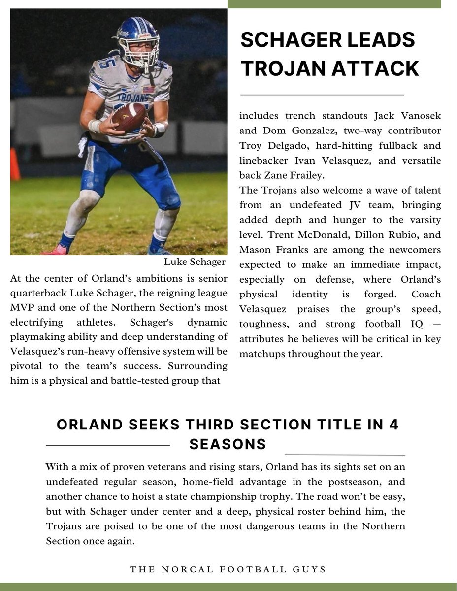 2025 NorCal 🏈 Team Previews

<a href="/OrlandFootball/">LandOfTroy</a> Trojans

<a href="/LukeSchager/">Luke Schager</a> <a href="/CoachV_OHS/">Nick Velazquez🇵🇷🇺🇸</a>