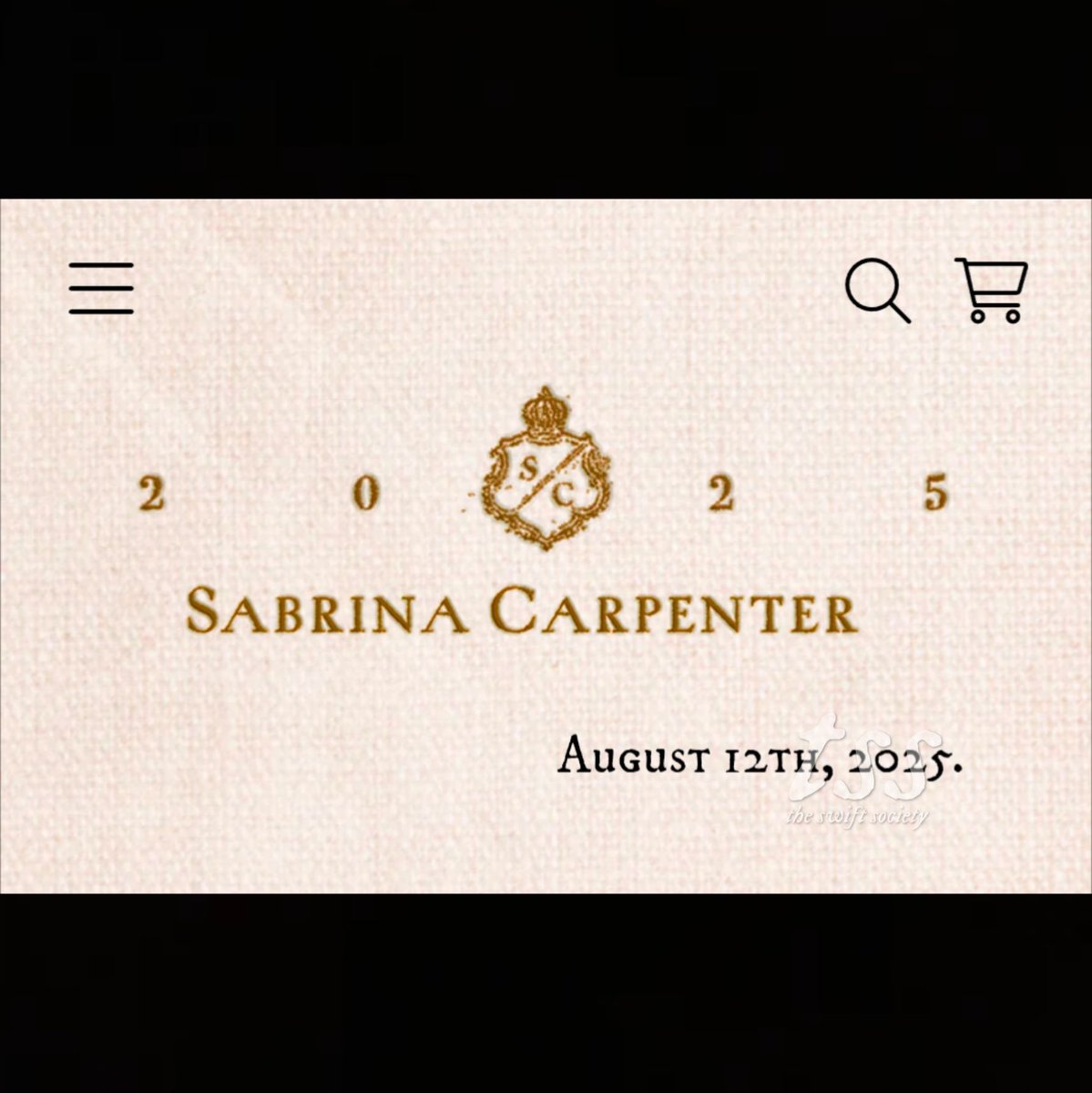 TheSwiftSociety's tweet photo. 🚨| August 12th, 2025 is displayed on Sabrina Carpenter’s website 

—She was also featured in a photo Taylor Nation posted earlier today! https://t.co/OjP1azpSJw
