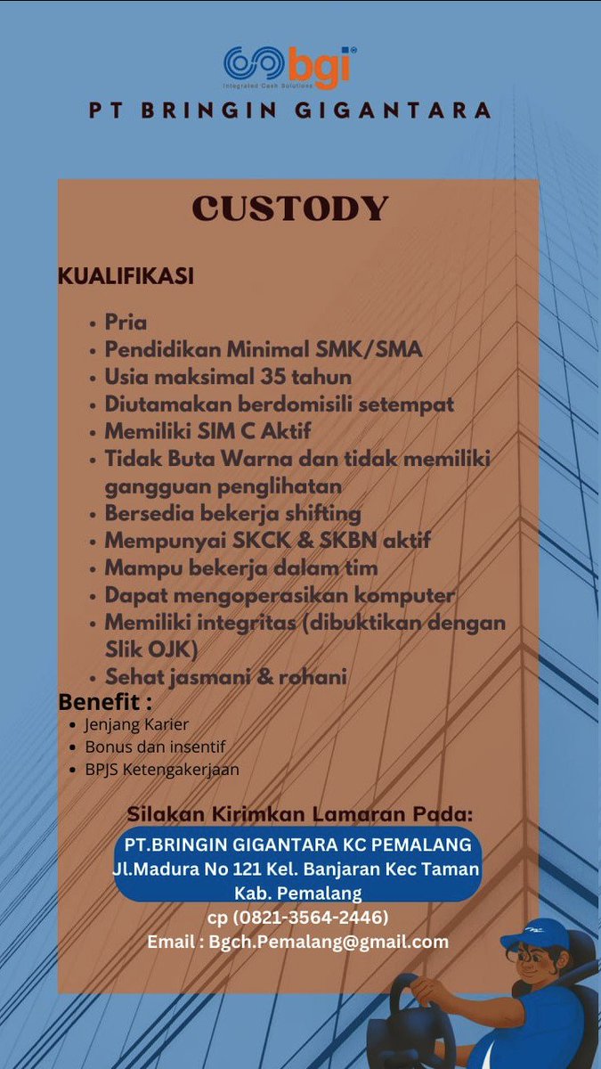 Hallo Rekanaker,
Mimin kasih info loker nih bagi yang berminat silahkan bisa daftar langsung dan hubungi ke Contact Person yang tersedia ya.