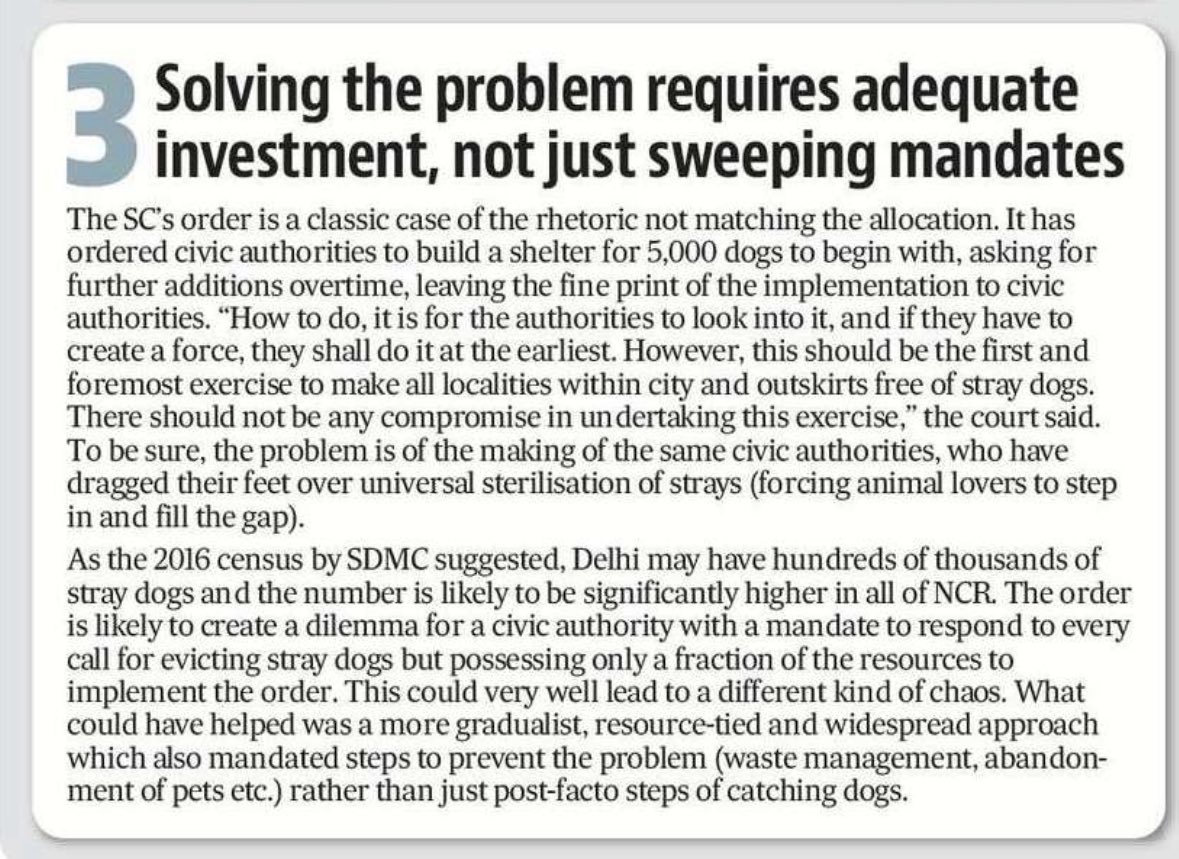 Roshanjnu's tweet photo. Stray dog are a genuine crisis, but the SC order is cart-horse equivalent of putting the leash in front of the dog. We explain. cc @naalmot https://t.co/ds5jqybzsl