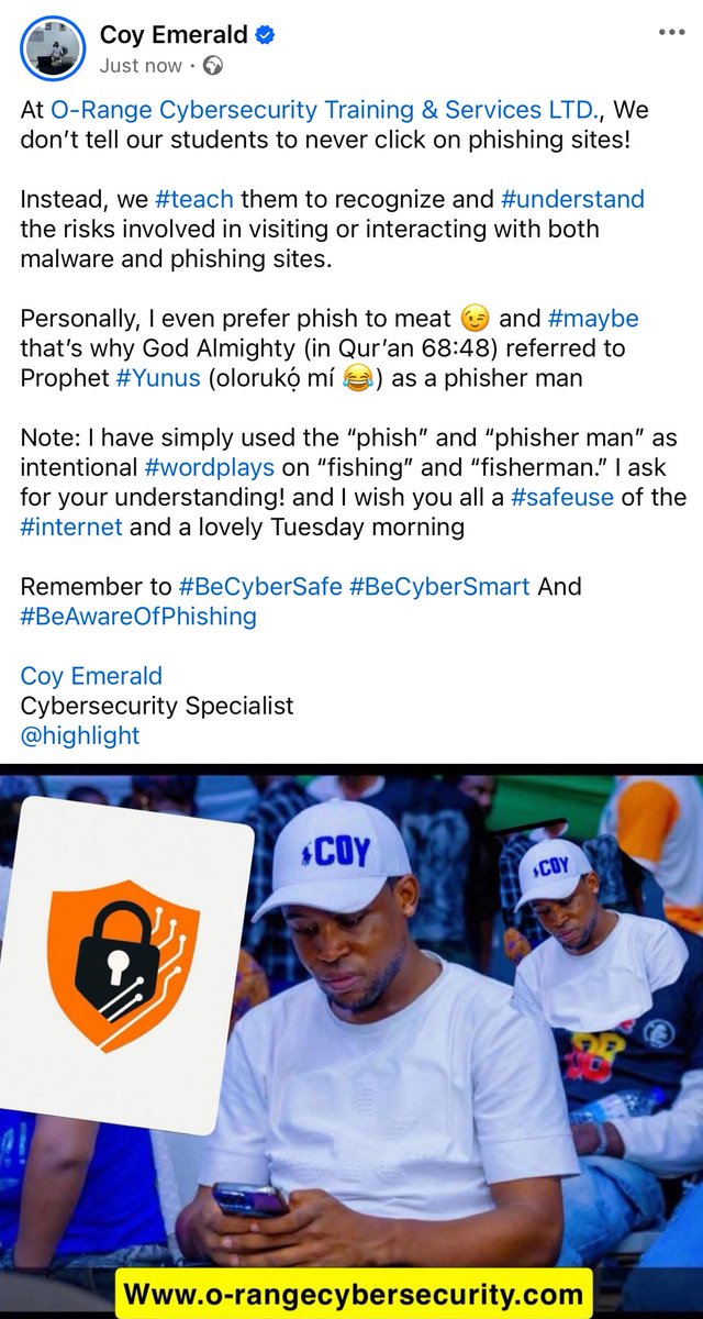Coy Emerald (Yunus) π³π¬πΊπ¦ (@coyemerald1) on Twitter photo At <a href="/o_cyberservices/">O-range Cybersecurity Services</a>, we donβt tell our students to never click on phishing sites!
Instead, we #teach them to recognize and #understand the #risks involved in visiting or interacting with both #malware and #phishing sites βοΈ
<a href="/CoyEmerald1/">Coy Emerald (Yunus) π³π¬πΊπ¦</a>
Cybersecurity Specialist At <a href="/o_cyberservices/">O-range Cybersecurity Services</a>, we donβt tell our students to never click on phishing sites!
Instead, we #teach them to recognize and #understand the #risks involved in visiting or interacting with both #malware and #phishing sites βοΈ
<a href="/CoyEmerald1/">Coy Emerald (Yunus) π³π¬πΊπ¦</a>
Cybersecurity Specialist